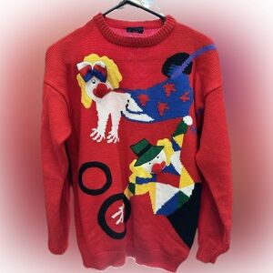 🎪 Extremely Rare Colorful Clown Embellished Sweater